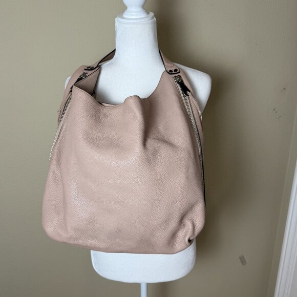 REBECCA MINKOFF Leather Hobo Slouch Neutral Blush Beige Large Bag Purse - Picture 6 of 10